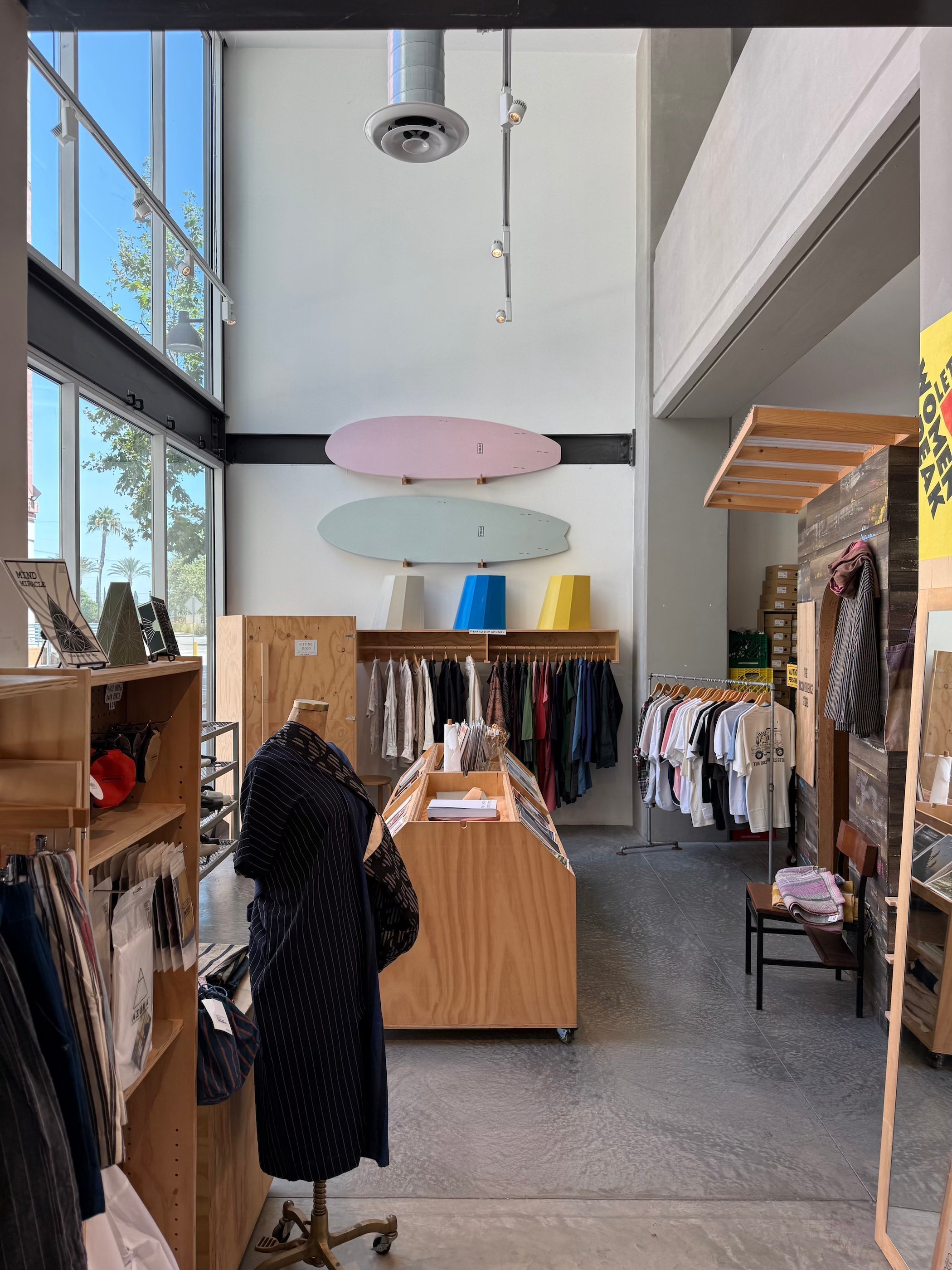 H3LM Supplies surfboards displayed inside High Tide Store in Downtown Los Angeles